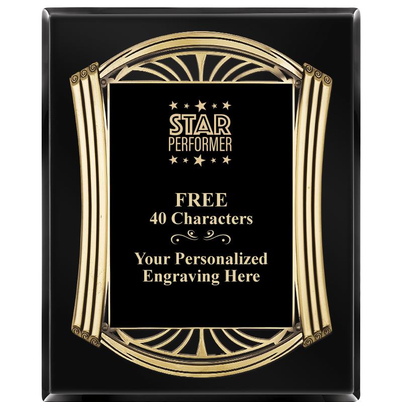 10.5X13 ROMAN BLACK W GLD PLQ