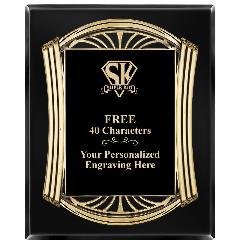 10.5X13 ROMAN BLACK W GLD PLQ