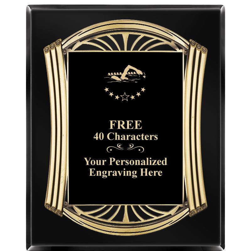 10.5X13 ROMAN BLACK W GLD PLQ