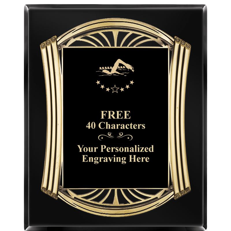 10.5X13 ROMAN BLACK W GLD PLQ