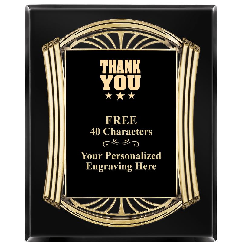 10.5X13 ROMAN BLACK W GLD PLQ