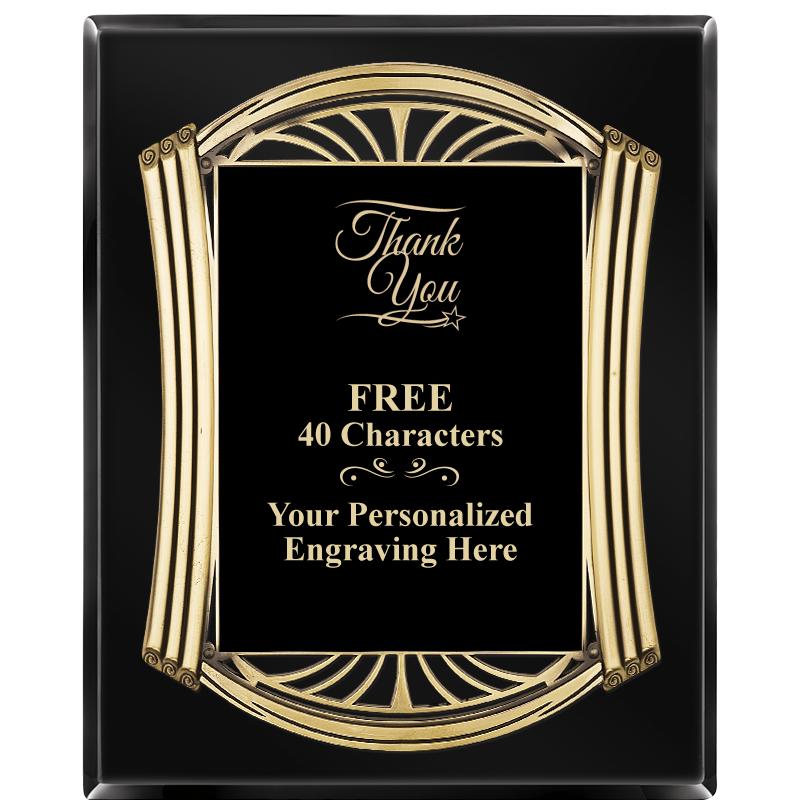 10.5X13 ROMAN BLACK W GLD PLQ