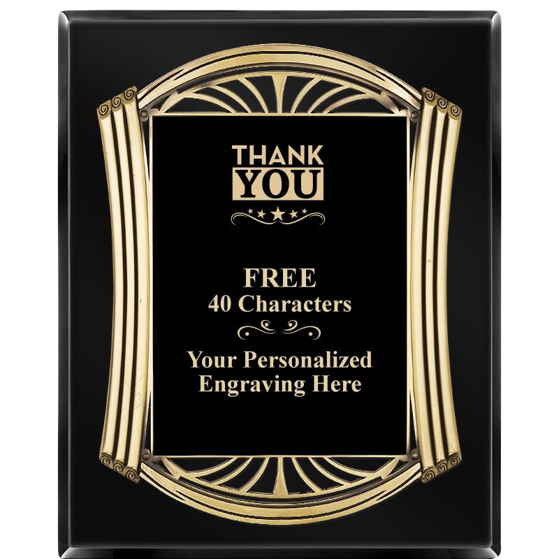 10.5X13 ROMAN BLACK W GLD PLQ