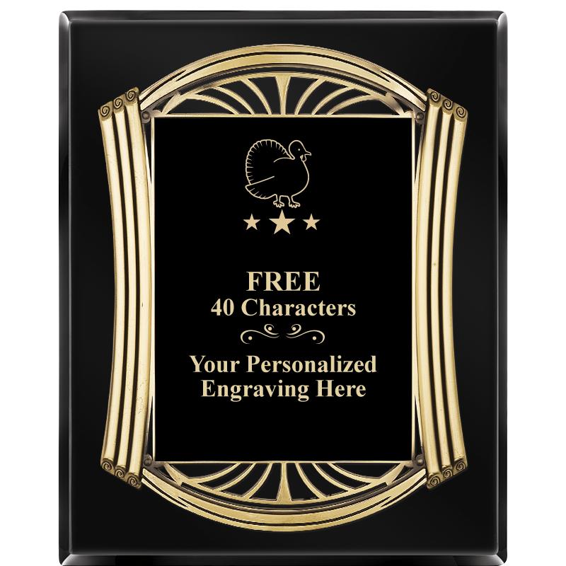 10.5X13 ROMAN BLACK W GLD PLQ