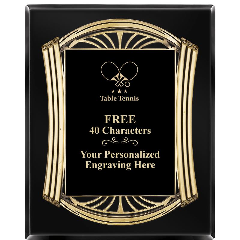 10.5X13 ROMAN BLACK W GLD PLQ