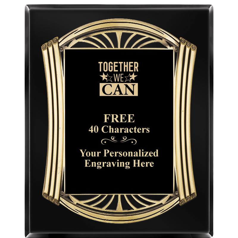 10.5X13 ROMAN BLACK W GLD PLQ