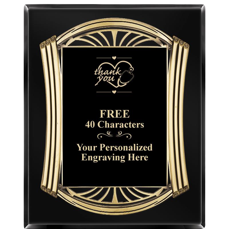 10.5X13 ROMAN BLACK W GLD PLQ