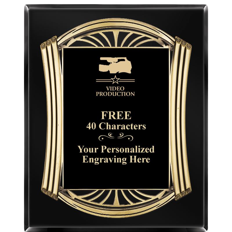 10.5X13 ROMAN BLACK W GLD PLQ