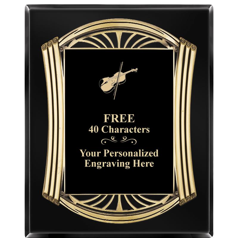 10.5X13 ROMAN BLACK W GLD PLQ