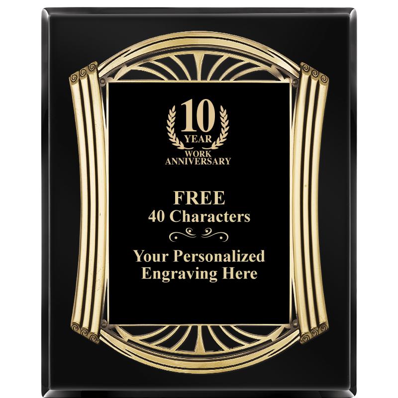 10.5X13 ROMAN BLACK W GLD PLQ