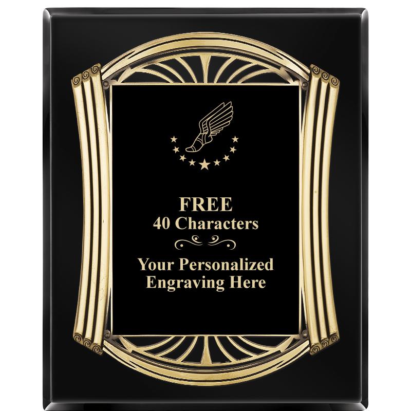 10.5X13 ROMAN BLACK W GLD PLQ