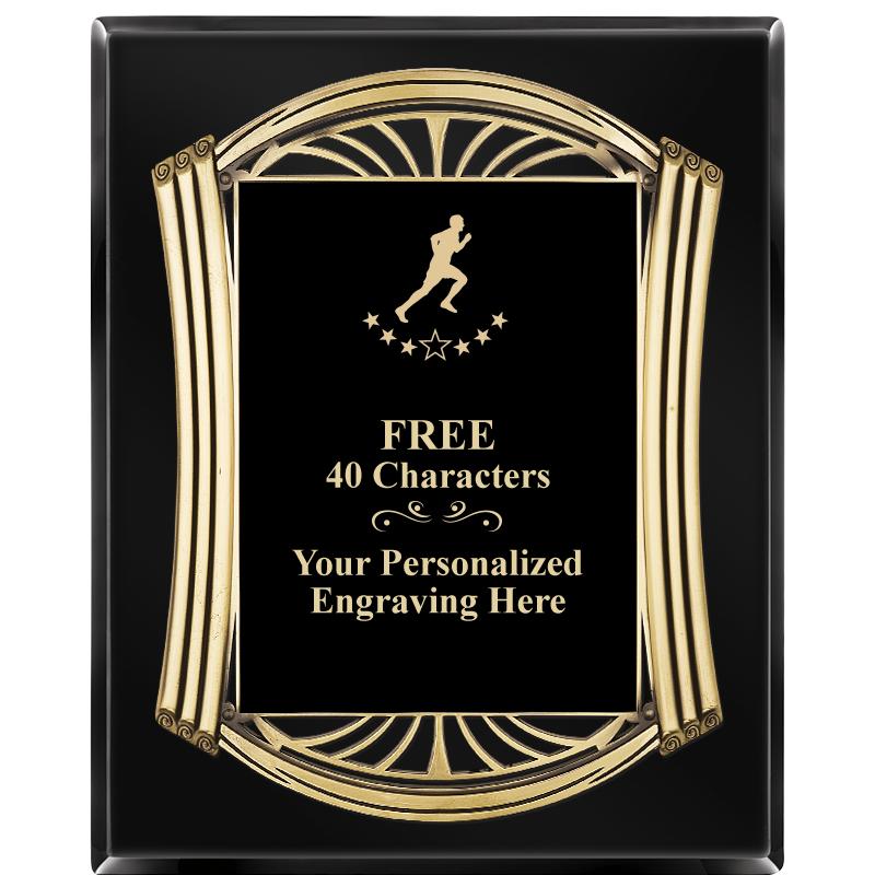 10.5X13 ROMAN BLACK W GLD PLQ