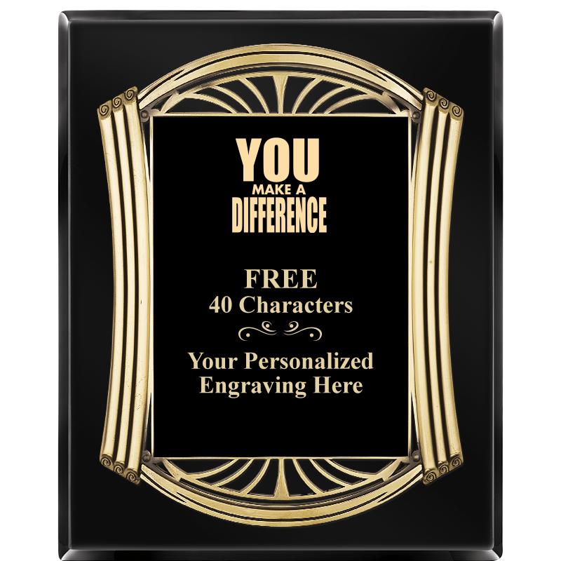 10.5X13 ROMAN BLACK W GLD PLQ