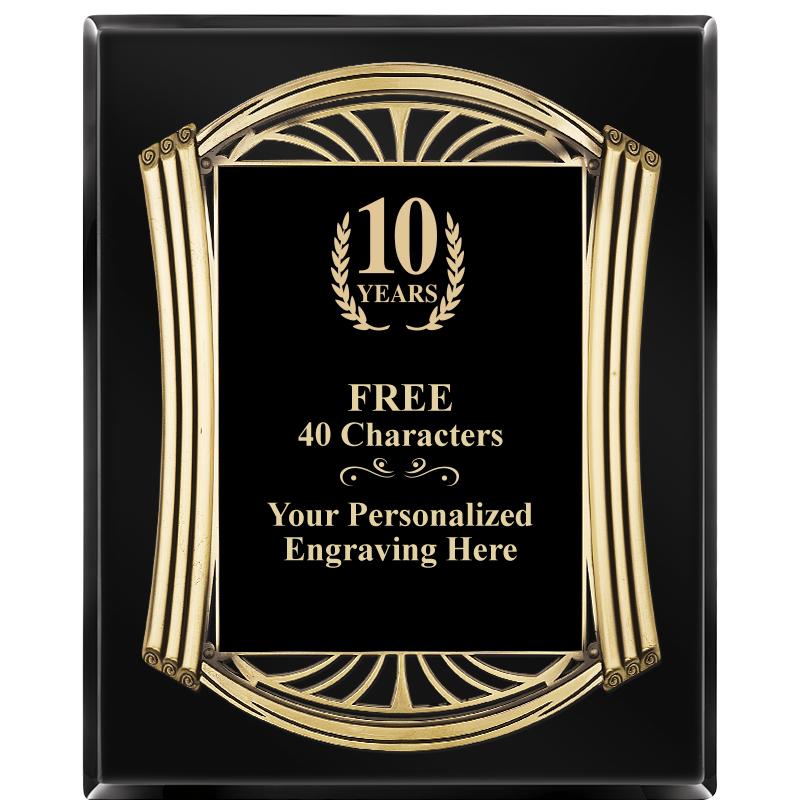 10.5X13 ROMAN BLACK W GLD PLQ