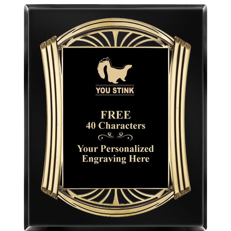 10.5X13 ROMAN BLACK W GLD PLQ