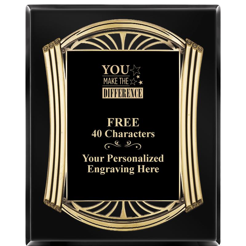 10.5X13 ROMAN BLACK W GLD PLQ