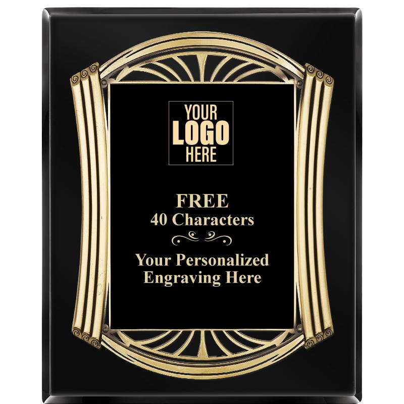 10.5X13 ROMAN BLACK W GLD PLQ