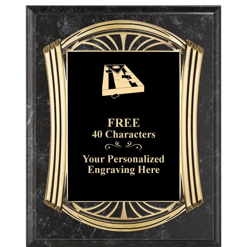 10.5X13 ROMAN BK MRBL W GLD PQ