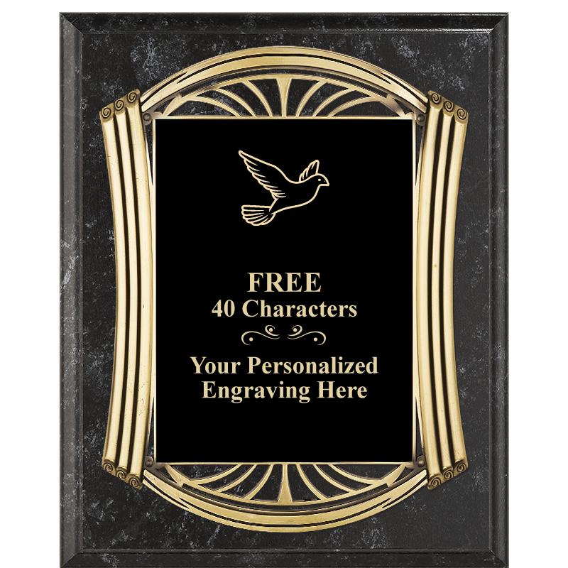 10.5X13 ROMAN BK MRBL W GLD PQ