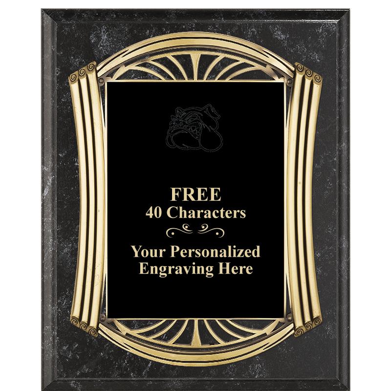 10.5X13 ROMAN BK MRBL W GLD PQ