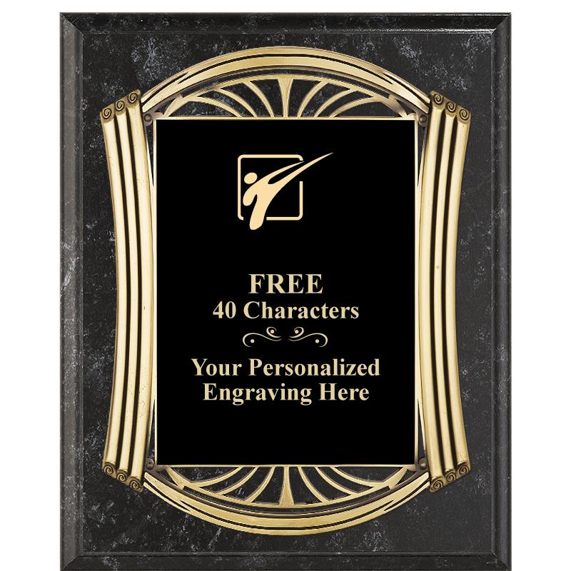 10.5X13 ROMAN BK MRBL W GLD PQ