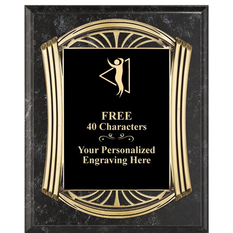 10.5X13 ROMAN BK MRBL W GLD PQ