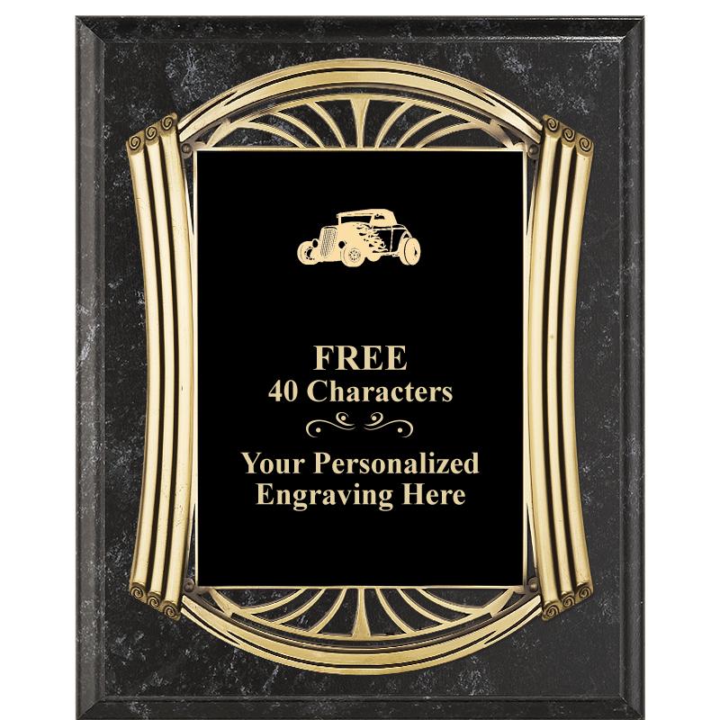 10.5X13 ROMAN BK MRBL W GLD PQ