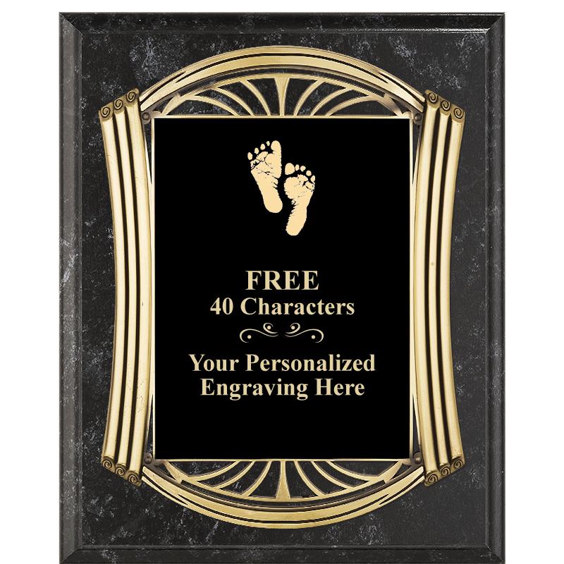 10.5X13 ROMAN BK MRBL W GLD PQ