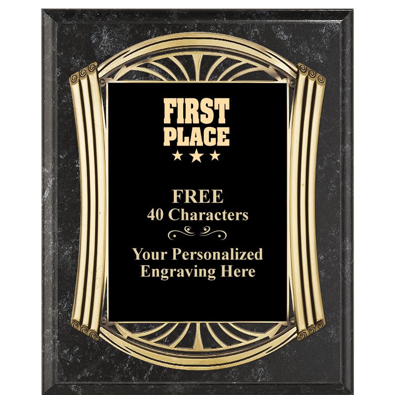 10.5X13 ROMAN BK MRBL W GLD PQ