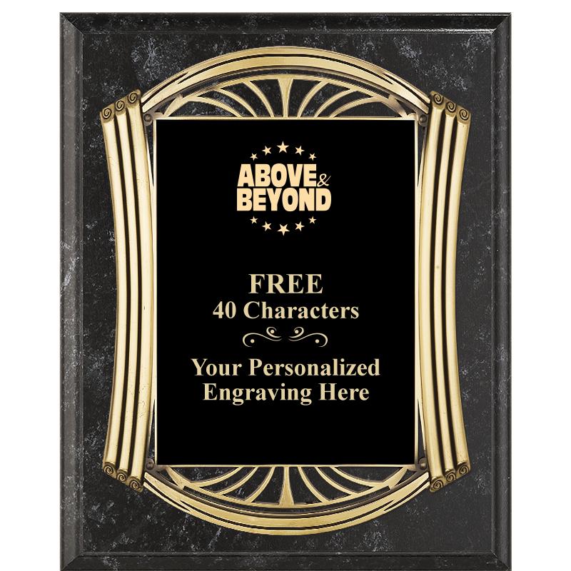 10.5X13 ROMAN BK MRBL W GLD PQ