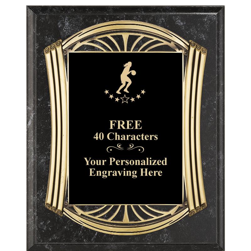 10.5X13 ROMAN BK MRBL W GLD PQ