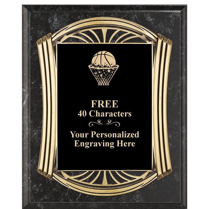 10.5X13 ROMAN BK MRBL W GLD PQ