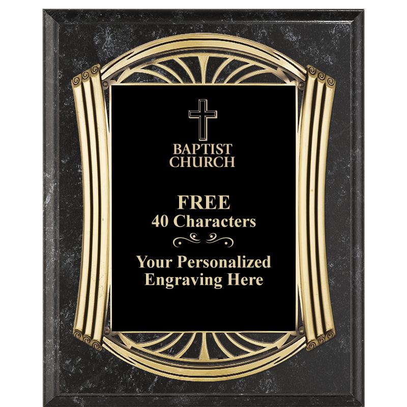 10.5X13 ROMAN BK MRBL W GLD PQ