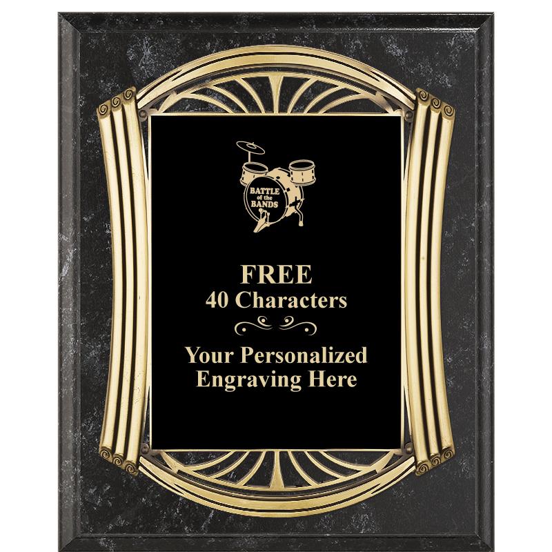 10.5X13 ROMAN BK MRBL W GLD PQ