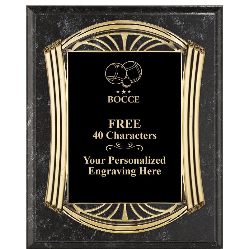 10.5X13 ROMAN BK MRBL W GLD PQ