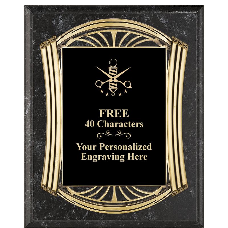 10.5X13 ROMAN BK MRBL W GLD PQ