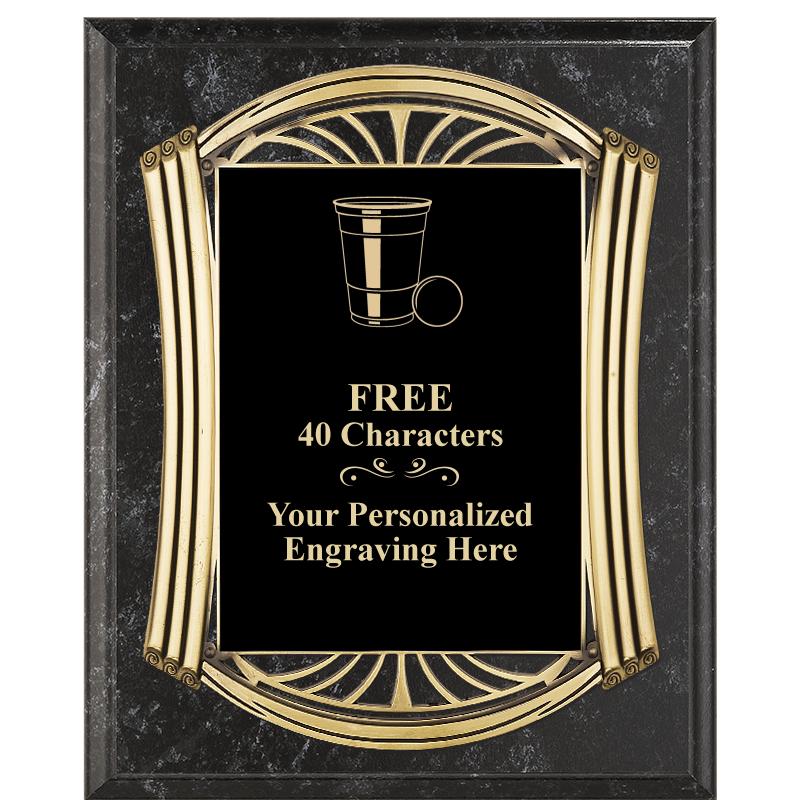 10.5X13 ROMAN BK MRBL W GLD PQ