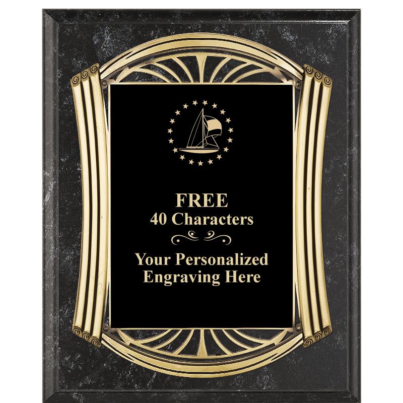 10.5X13 ROMAN BK MRBL W GLD PQ