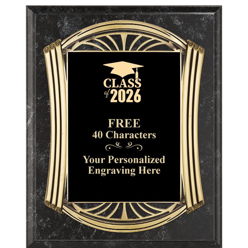 10.5X13 ROMAN BK MRBL W GLD PQ