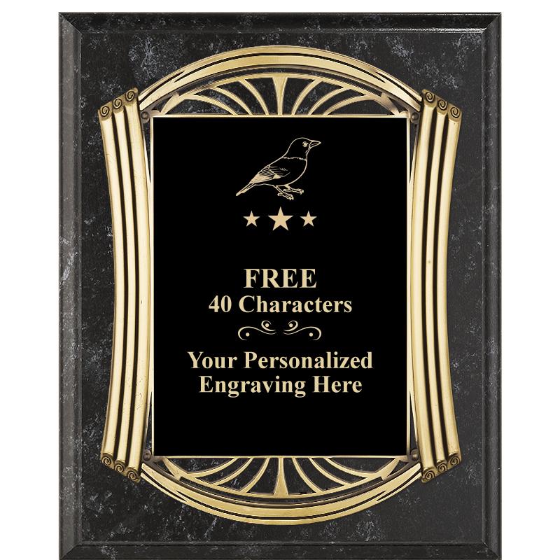 10.5X13 ROMAN BK MRBL W GLD PQ