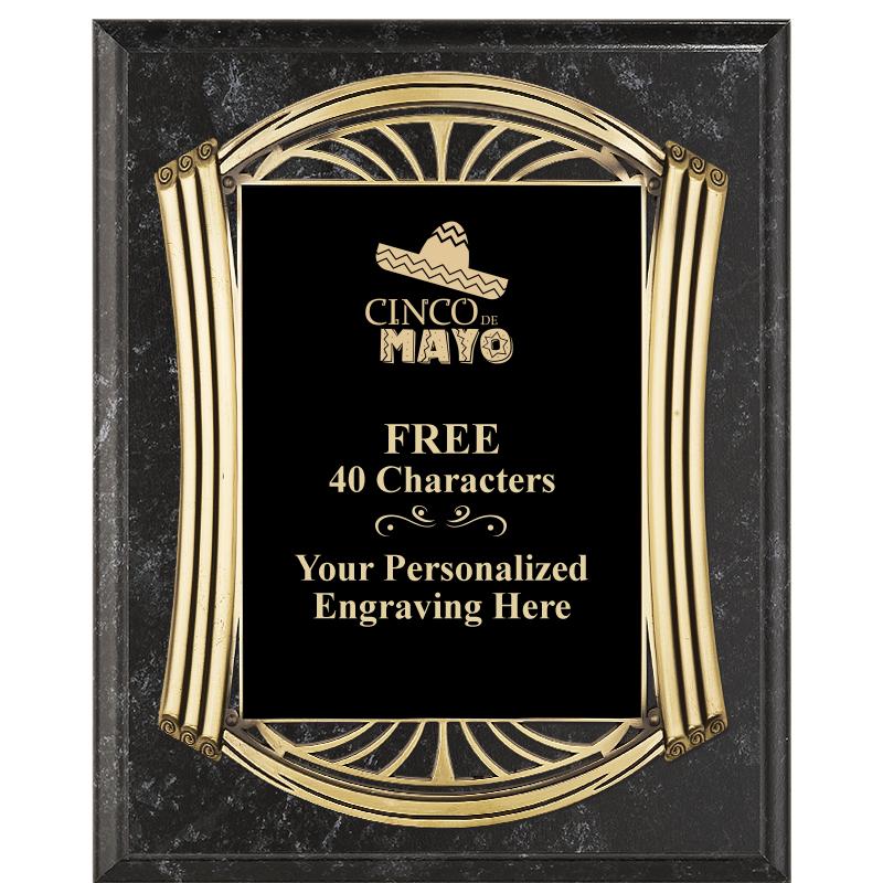 10.5X13 ROMAN BK MRBL W GLD PQ