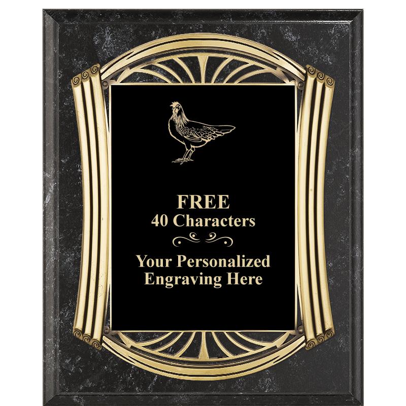 10.5X13 ROMAN BK MRBL W GLD PQ