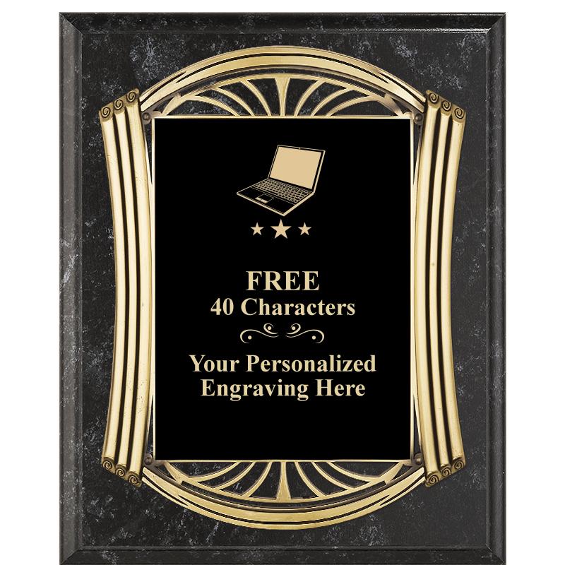 10.5X13 ROMAN BK MRBL W GLD PQ