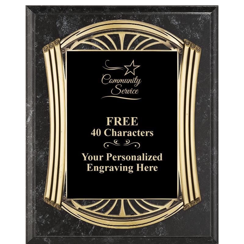 10.5X13 ROMAN BK MRBL W GLD PQ