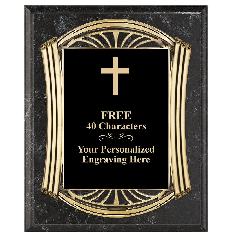 10.5X13 ROMAN BK MRBL W GLD PQ