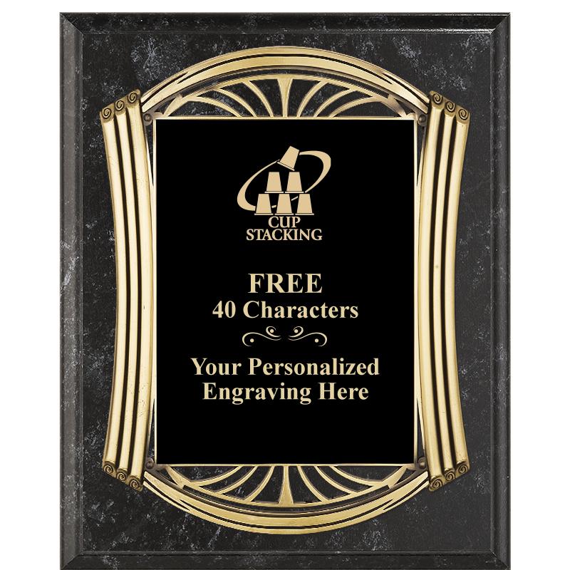 10.5X13 ROMAN BK MRBL W GLD PQ