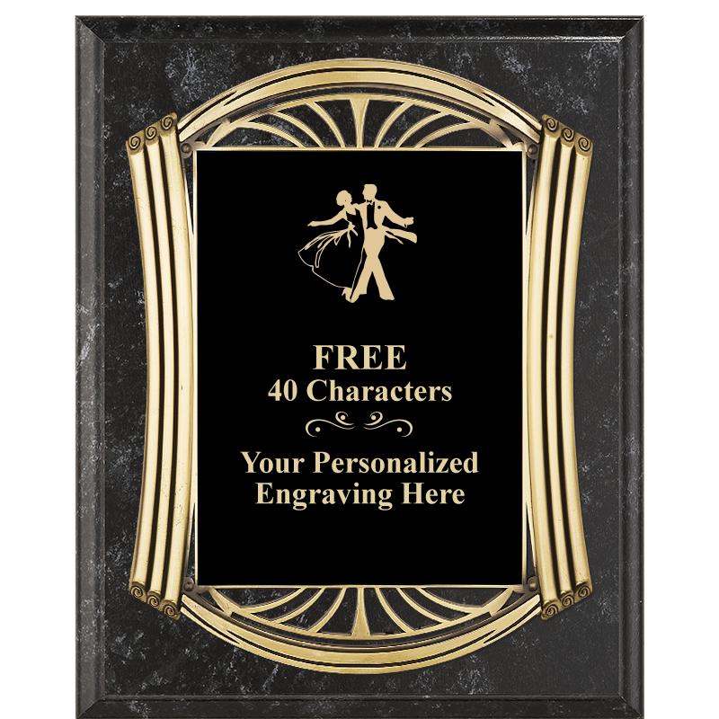 10.5X13 ROMAN BK MRBL W GLD PQ