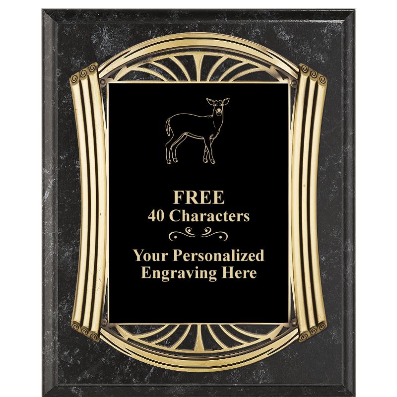 10.5X13 ROMAN BK MRBL W GLD PQ