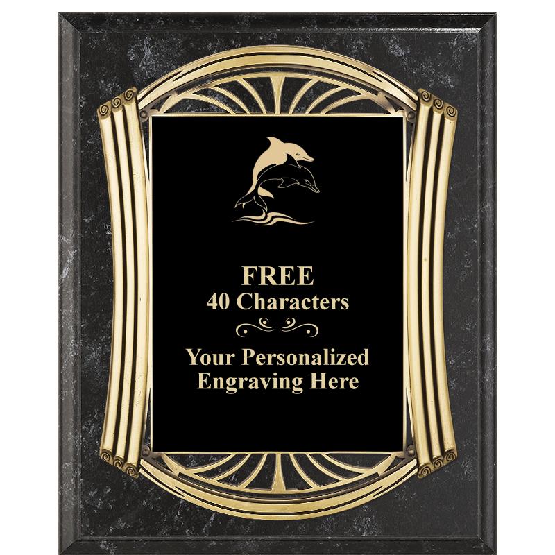 10.5X13 ROMAN BK MRBL W GLD PQ