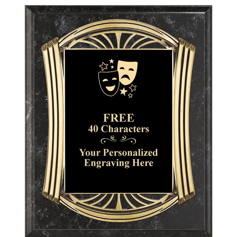 10.5X13 ROMAN BK MRBL W GLD PQ